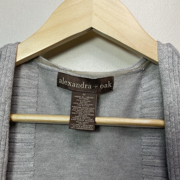 Alexandra & oak Long Grey Open Front Side Slit Long Sleeve Sweater -M-#0026 - Picture 2 of 6